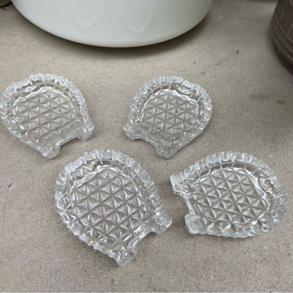 Vintage | MCM mini personal ashtrays set pressed glass party ash trays MCM - Picture 3 of 7